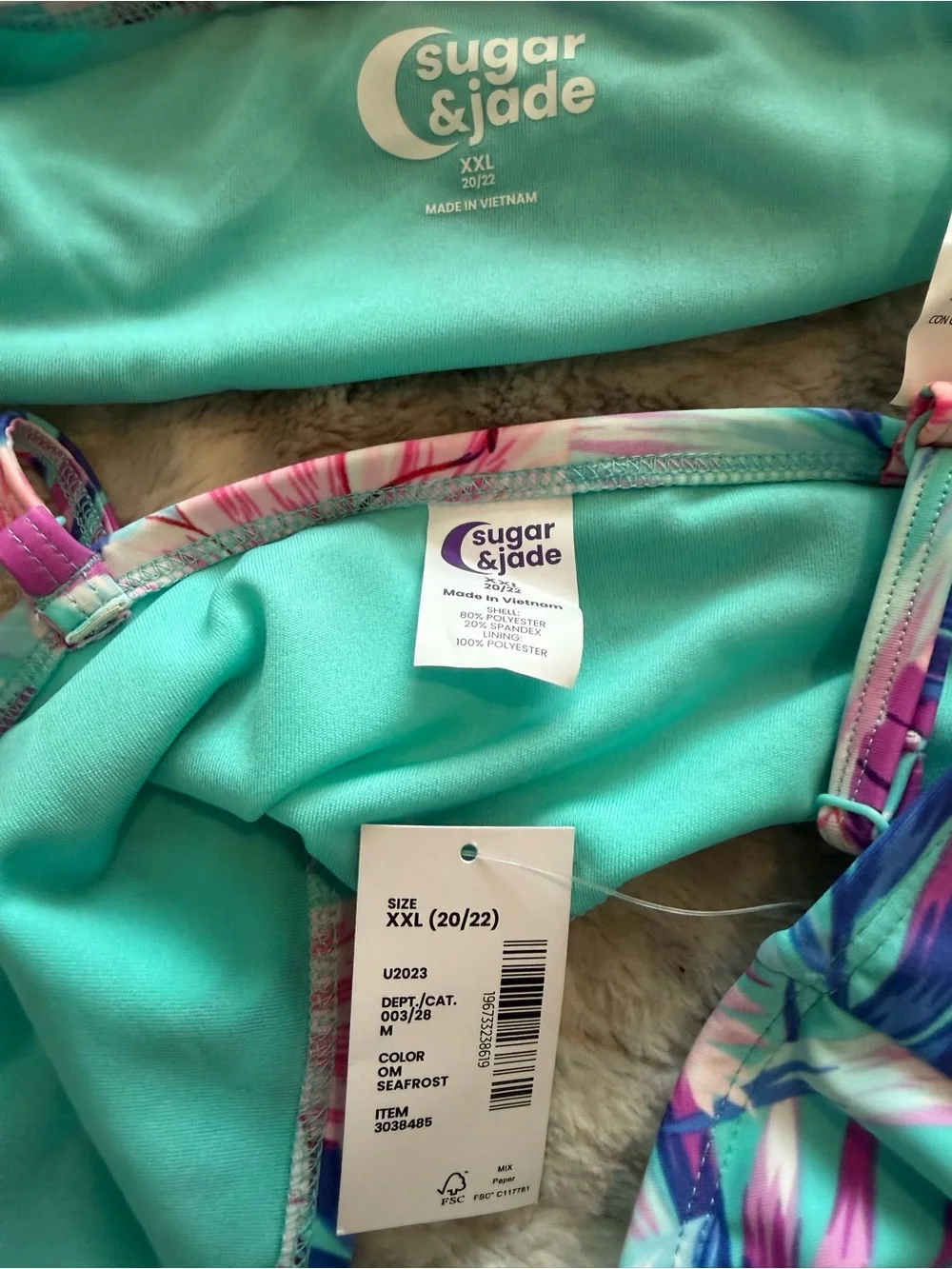 Sugar & Jade Floral Ruffle Two-Piece Girls Swim Set XXL 20/22 NWT